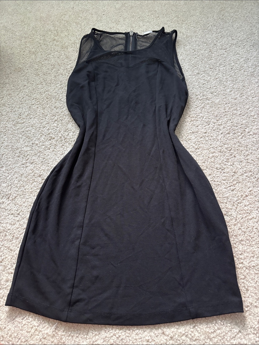 Garage Black Mesh-Accent Mini Dress